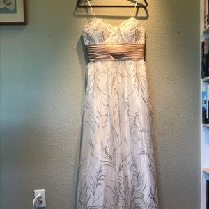 NV Couture Ivory, beaded, sleeveless gown. Size 12